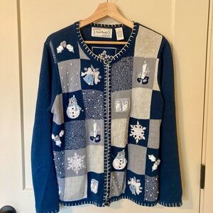 Sarah Bentley Vintage Christmas Zippered Cardigan
